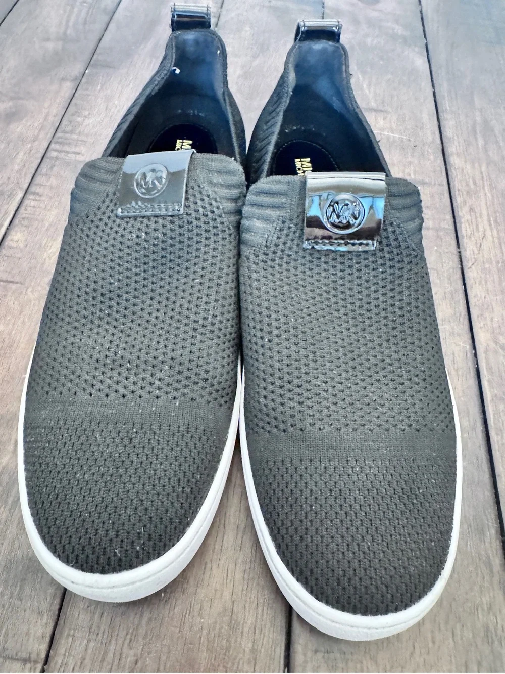 Michael Kors Juno Women's Knit Slip-On Sneaker Shoe Women’s 8 Black Stretch